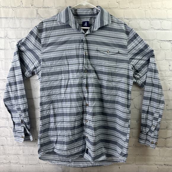 JOHNNIE-O LONG SLEEVE BUTTON FRONT SHIRT‎ Men's Size X-Large Blue Stripe - Picture 2 of 11